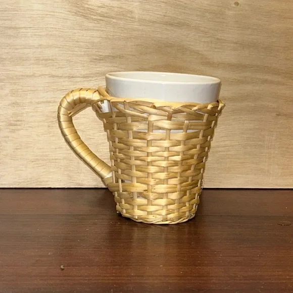 Basket Weave Coffee Mug Textured White Cup Large Rustic Farmhouse Drinkware - Picture 1 of 7
